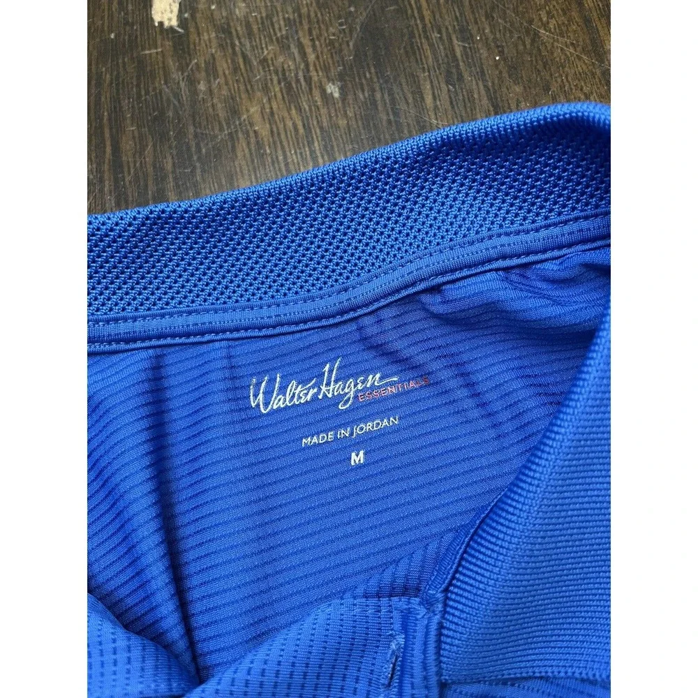 Walter Hagen Blue Striped Moisture Wicking Golf Polo Shirt Men’s Size Medium - Picture 5 of 6